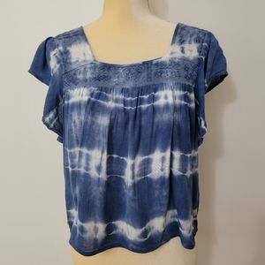 Hollister Blue Tie Dye Crop Top Size XS